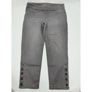 Chico’s gray metal button ankle pull on jegging chino Size 16R